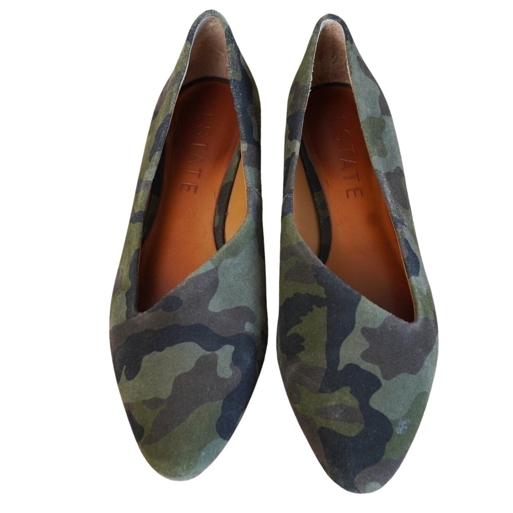 1.STATE Bennie Camo Skimmer Flats Camouflage Pointed Toe Slip-On Shoes Size‎ 7M